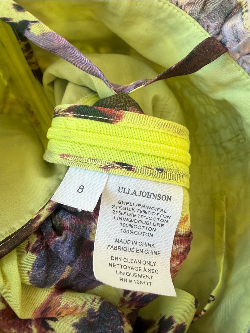 Ulla Johnson Lime Floral Tie-Shoulder Peplum Bustier Top - Picture 5 of 5